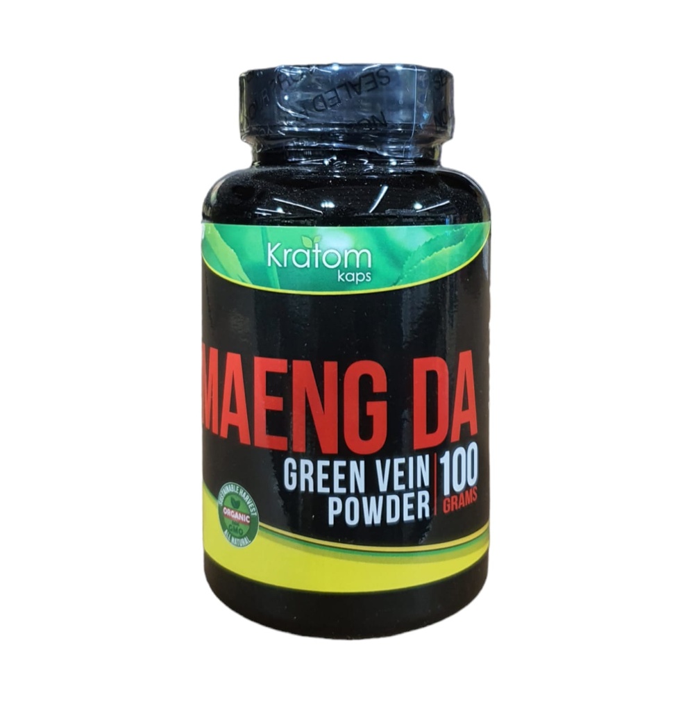 [Temp-SHP-000002917] Kratom Kaps Powder bottle (Maeng Da Green Vein, 100gm)